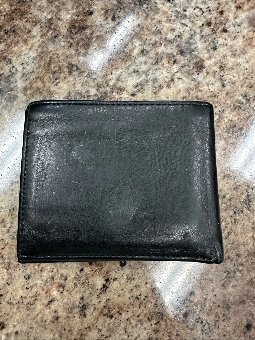 GUESS Black Leather Card & Key Holder with Metal Lion Emblem
